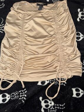 Forever 21 Beige Ruched Satin Bandeau Top